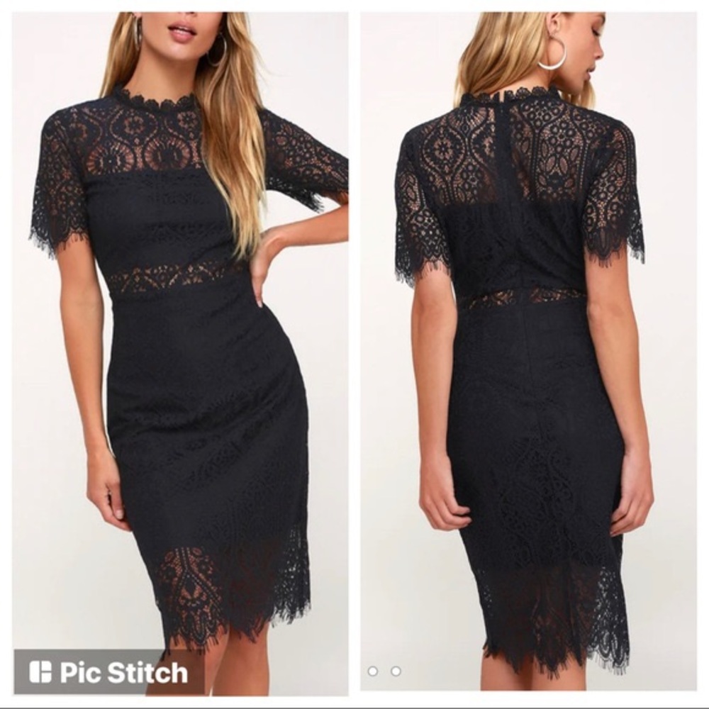 Lulus Remarkable Lace Navy Dress